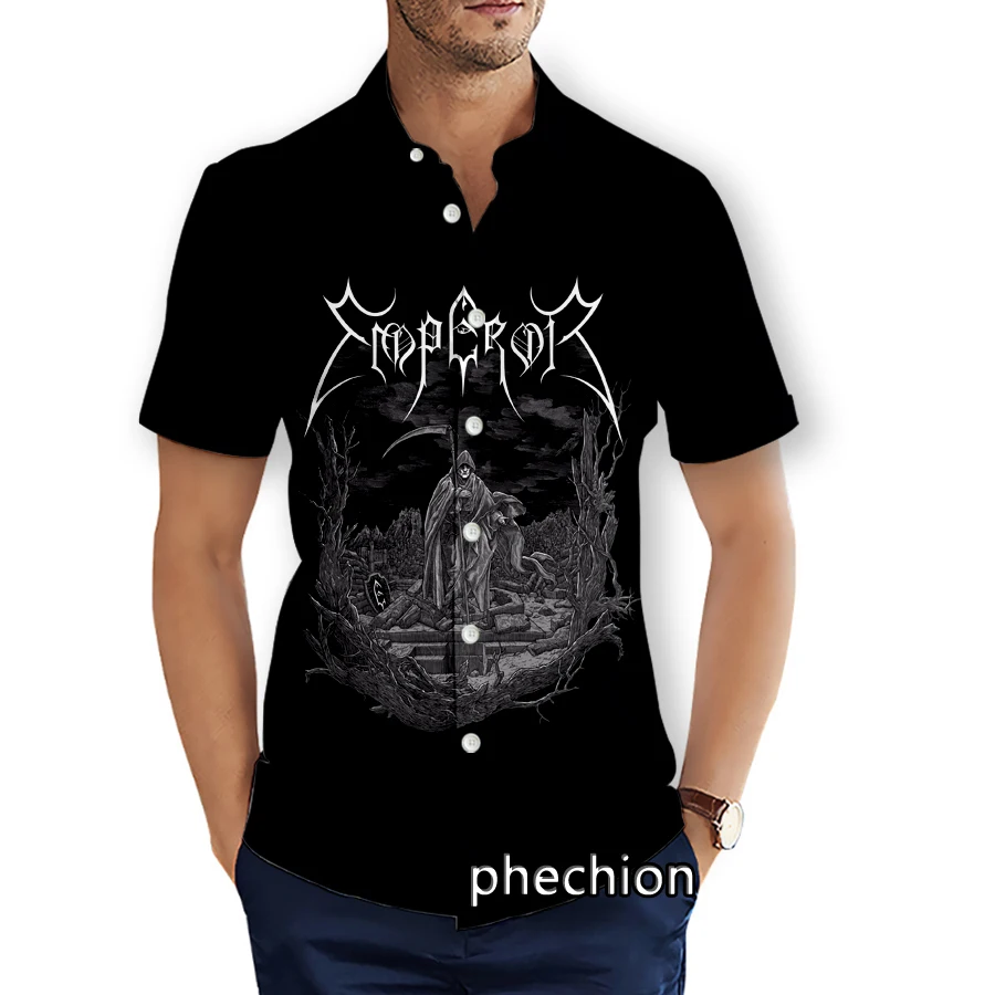 phechion Mens Short Sleeve Beach Shirts Emperor Band 3D Print Casual Shirts Fashion Streetwear Men Tops X259