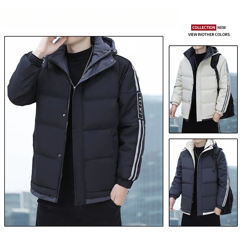 

Oversized Men's Heavyweight Hooded Winter Coat - Charcoal Gray (Black/Khaki) Waterproof Warm Jacket​​ Outdoor