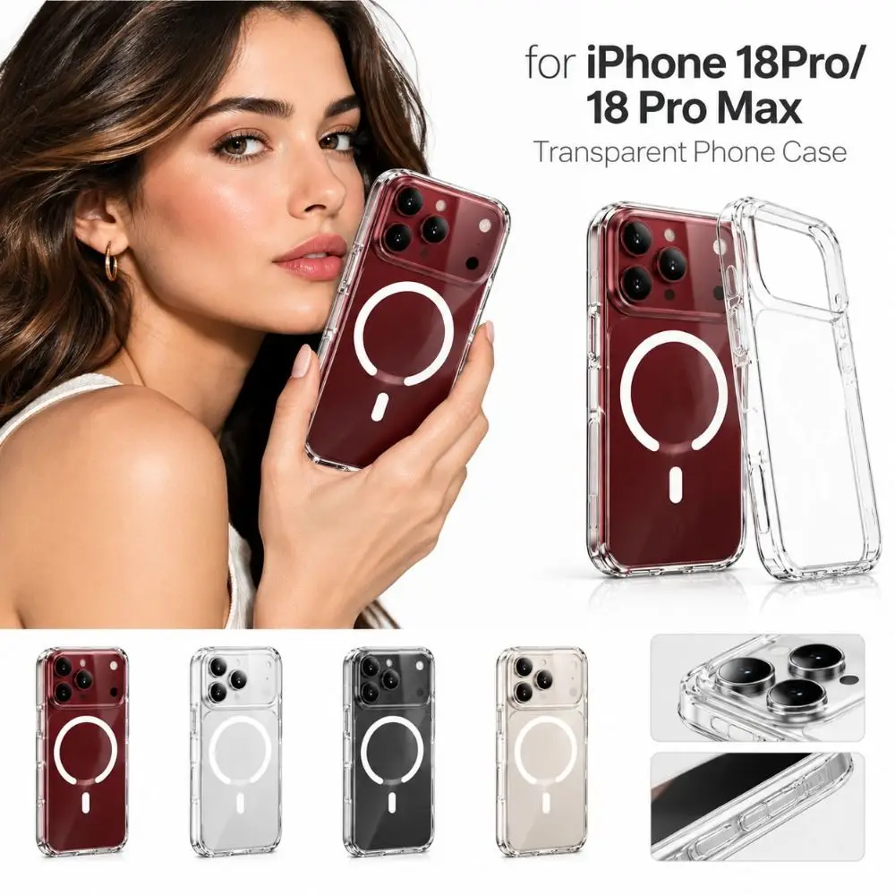 iPhone 18Pro/18 Pro Max Transparent Phone Case Alignment Ring Shockproof Clear Phone Cover Soft Full Coverage Phone Shell Pouch