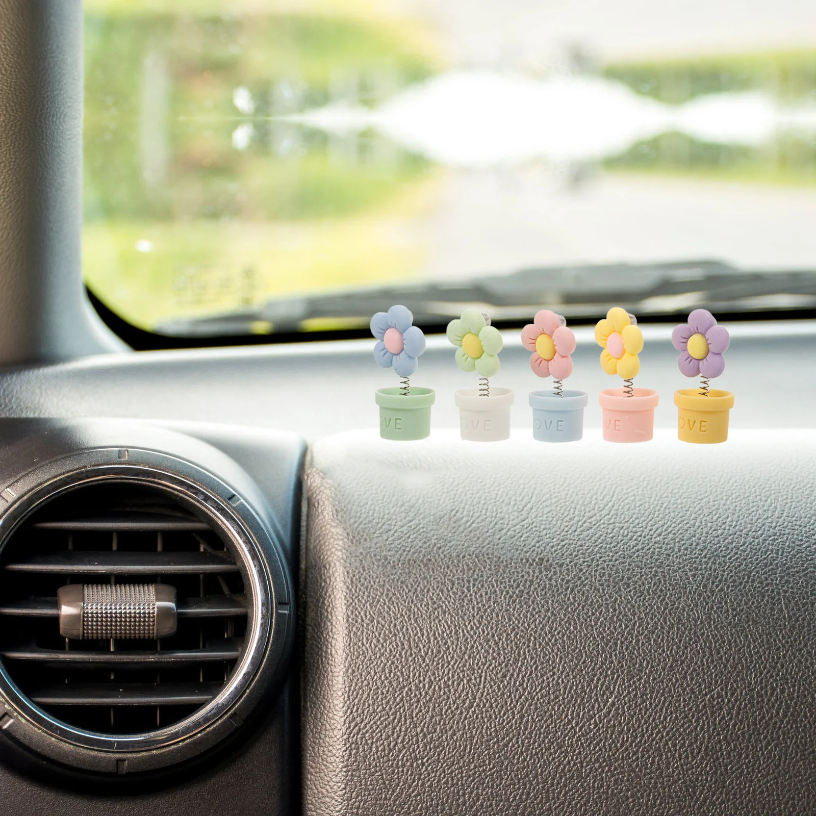 

5 pcs Realistic Artificial Flowerpot For Car Dashboard Mini Fake Bonsai Ornament, Interior Car Decor Accessories, Cute Kawaii