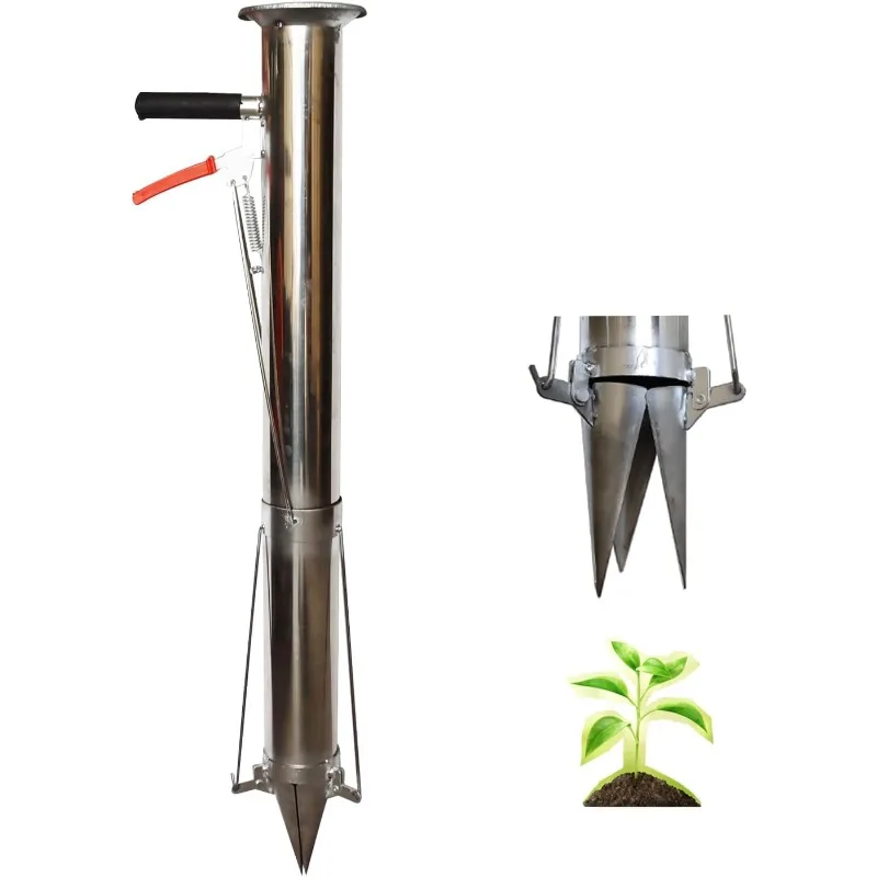 

Seedling Transplanting Bulb Planter Tool Long Handle, Vegetable Young Plant Manual Plant Transplanter, Single Handle Stainless S