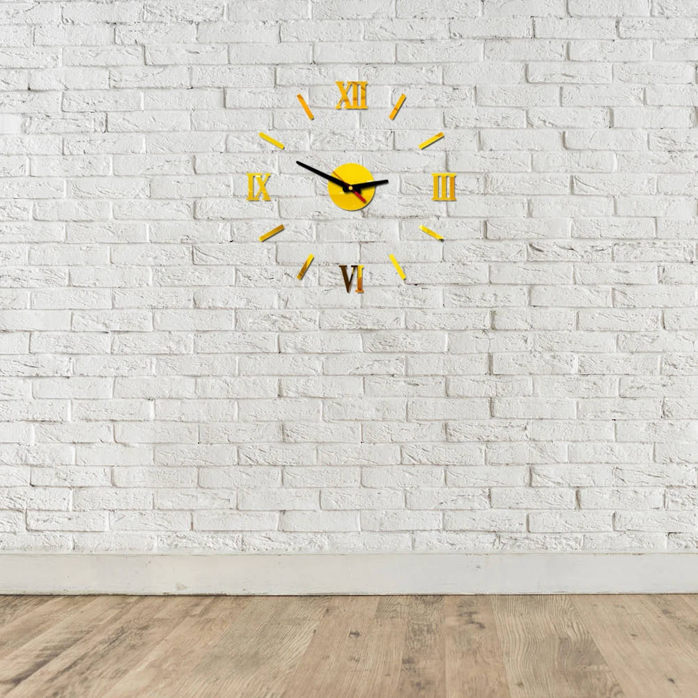 

Roman Numeral Wall Clock Large Size Framless Acrylic Silent Movement Powered Decorative Clock for Living Room Bedroom