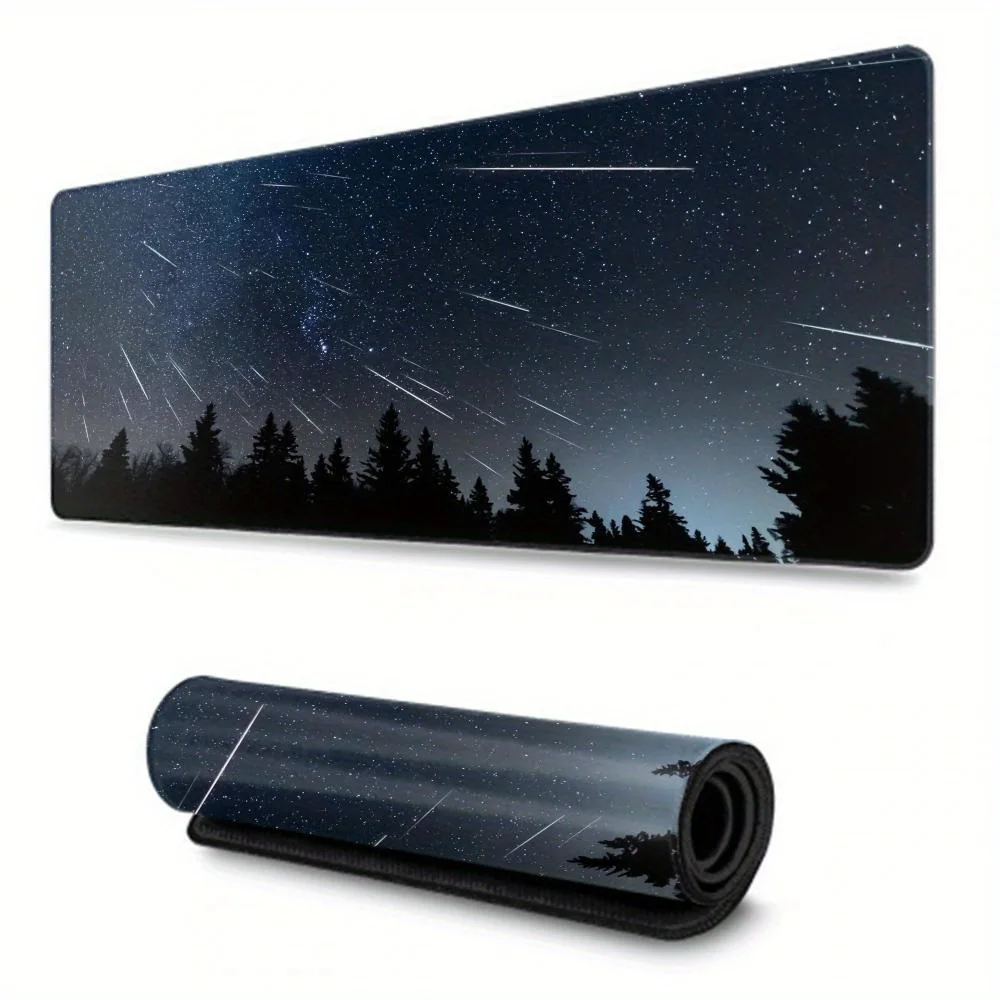 Meteor Shower Mouse PadExtended, Thick, Non-Slip Rubber Base Desk Mat with Precision Stitched Edges - Washable Large