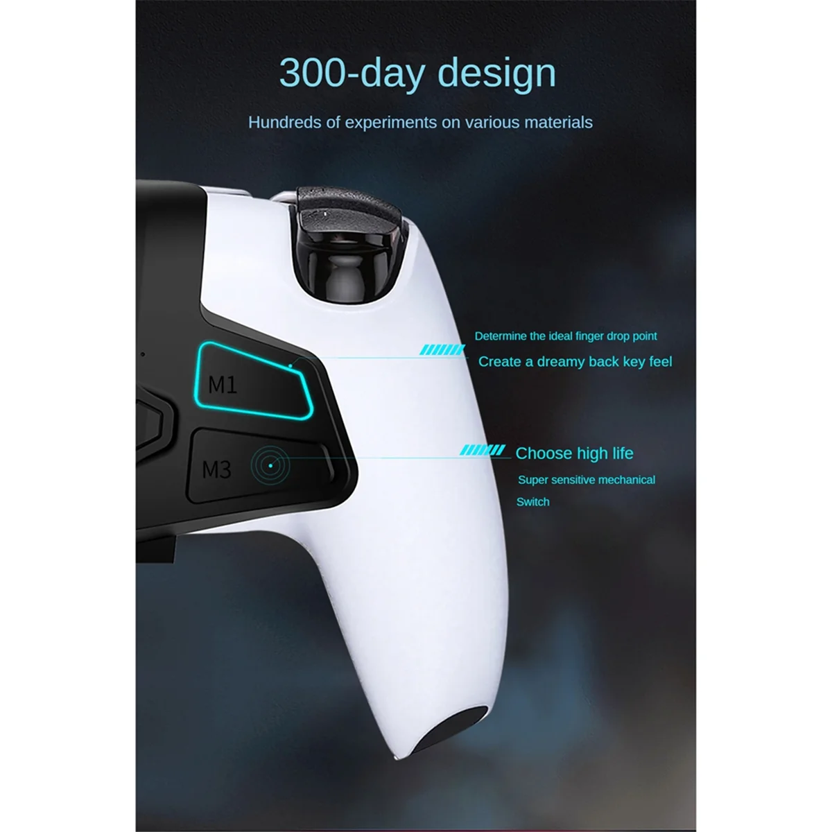 Per pulsante posteriore plug-in diretto wireless Bluetooth con programmazione scoppia Mappatura personalizzata con quattro pulsanti posteriori, bianco