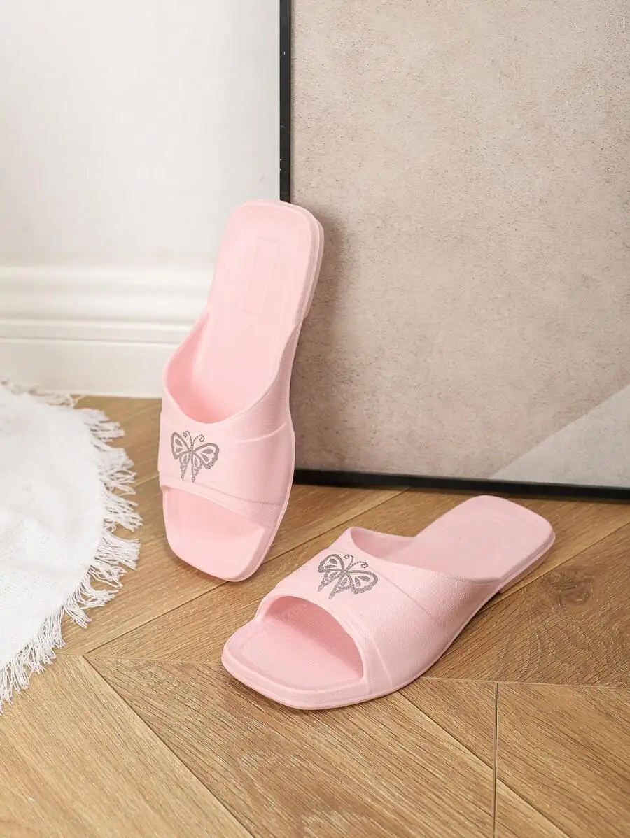 Women's Summer Flat Slides Slippers, Fashionable Outdoor & Indoor Bathroom Shower EVA One-Piece Lightweight & Anti-Slip White