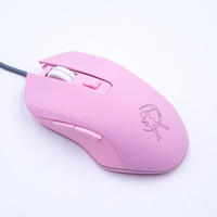 Wired Silent Mouse Colorful Glowing Pink Gaming Mouse Beautiful Girl Silent Wired Mouse 2400dpi Ergonomics for PC Laptop