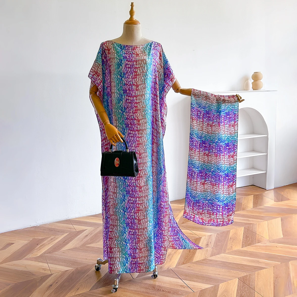 2025 موضة جديدة عباية كبيرة الحجم المرأة الأفريقية الأوشحة دبي Dashiki شال عادية الأزهار نمط فضفاض فستان طويل وشاح خمر #5