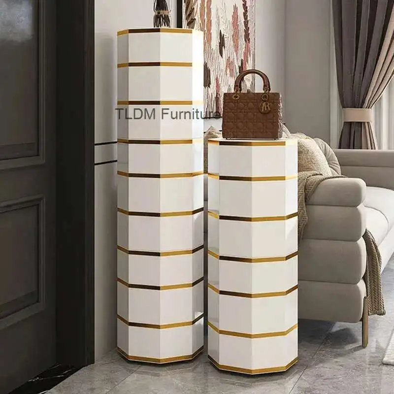 

American Swivel Shoe Cabinets living Room Furniture Multifunctional Shoe Racks Home Entrance Ultra-narrow Round Shoes Organizer