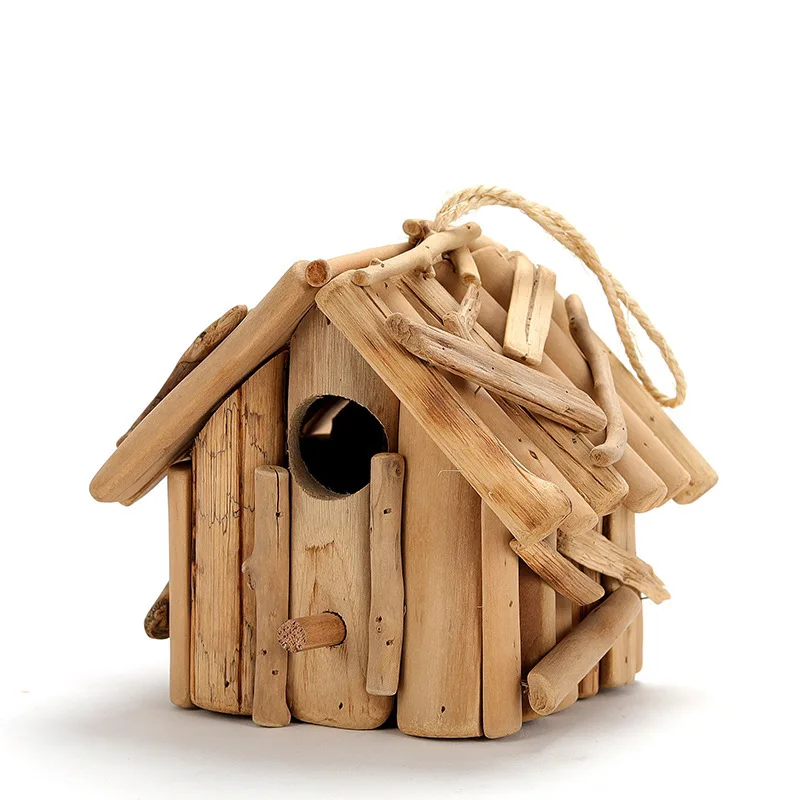 

Creative driftwood bird nest handmade wooden house garden outdoor animal cabin ornaments factory direct sales