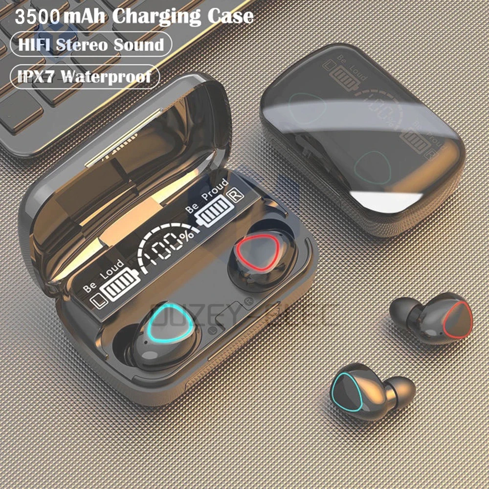 Sports Bluetooth Earphones HD Stereo Noise Cancelling Earbuds Wireless in Ear Headphones with Mic IPX7 Waterproof Headset