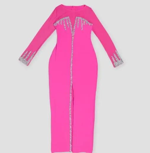 

Women's Sexy Party Hot Stamping Perspective Splicing Slit Dress Female Clothing Temperament Woman Fashion Skinny Evening Dresses