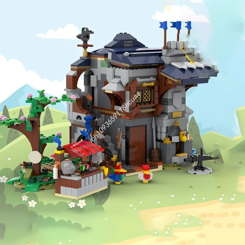 972 stücke MOC Alternative Bauen Mittelalterlichen Schmied Modell Bausteine Spielzeug Montieren DIY Weihnachten Geschenke Kreative Idee Bildung
