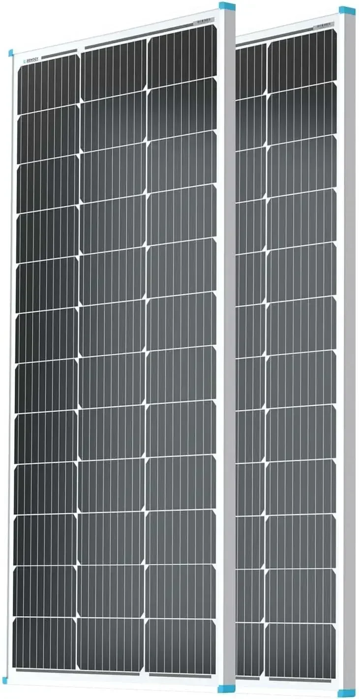 2PCS Solar Panels 100 Watt 12 Volt, High-Efficiency Monocrystalline PV Module Power Charger for RV Marine Rooftop  2-Pack 100W