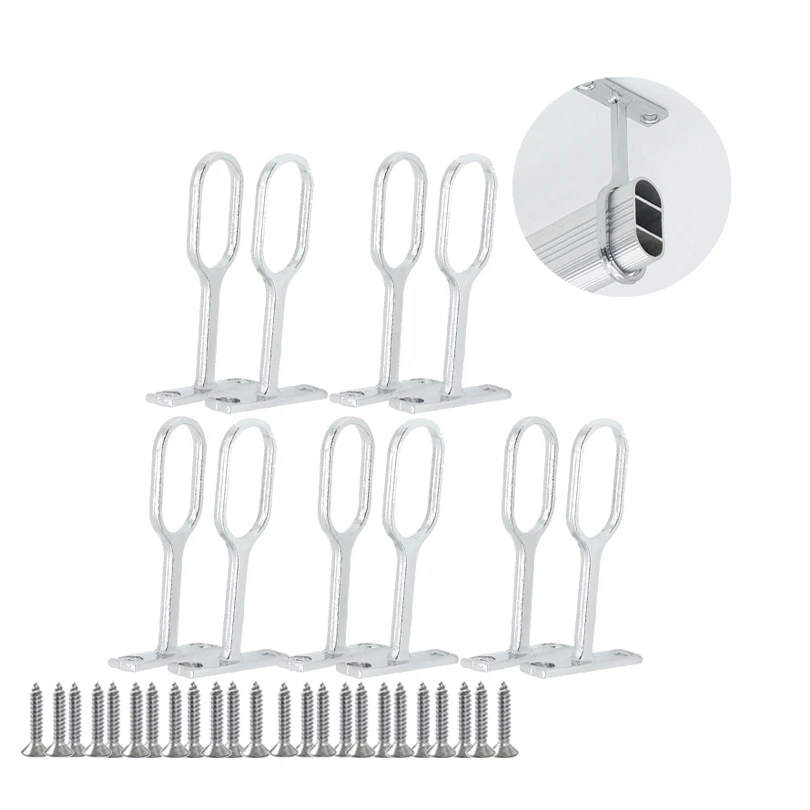 

10pcs Zinc Alloy Curtain Flange Rod Holder with Screws Rail Rod Support Socket Closet Pole Sockets for Home Wardrobe