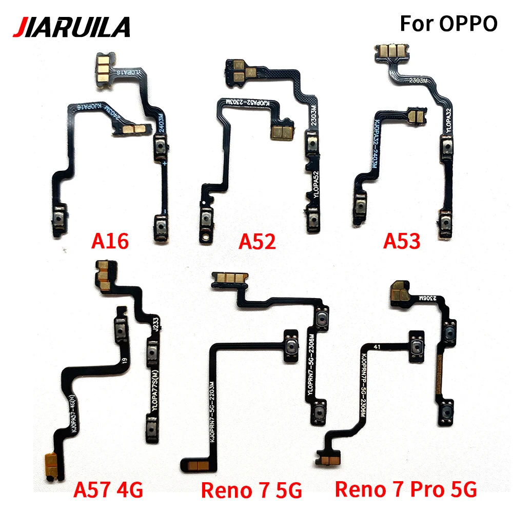 50Pcs，Power on/off Volume Key Button Flex For OPPO A16 A54 A52 A53 A55 5G A57 4G A74 A93 A95 5G Realme 9i Reno 5 6 7 Pro 8 5G