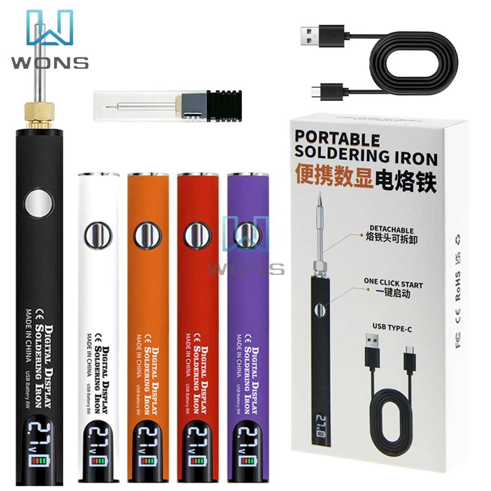 

Portable USB Electric Soldering Iron Pen 650mAh Battery 510 Thread Heat Tips Adjustable Temperature Welding Solder Repair Tool