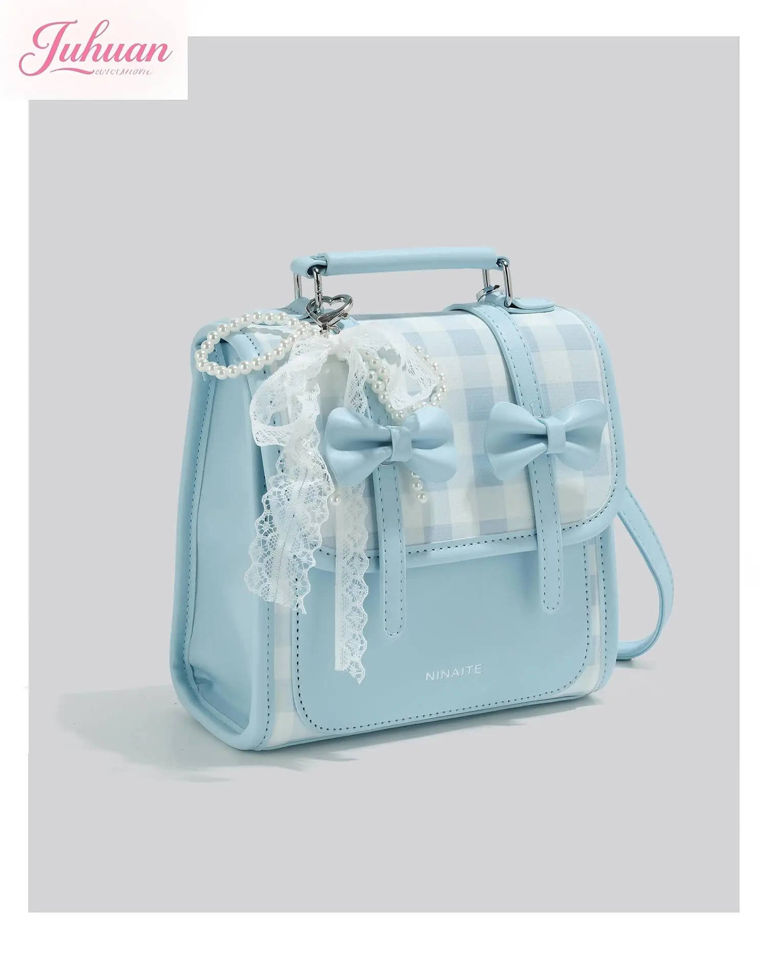 

2025 Autumn Japanese Lolita Bow Sweet and Cute Backpack Girls Fashion Versatile College Wind Shoulder Messenger Bag for Women