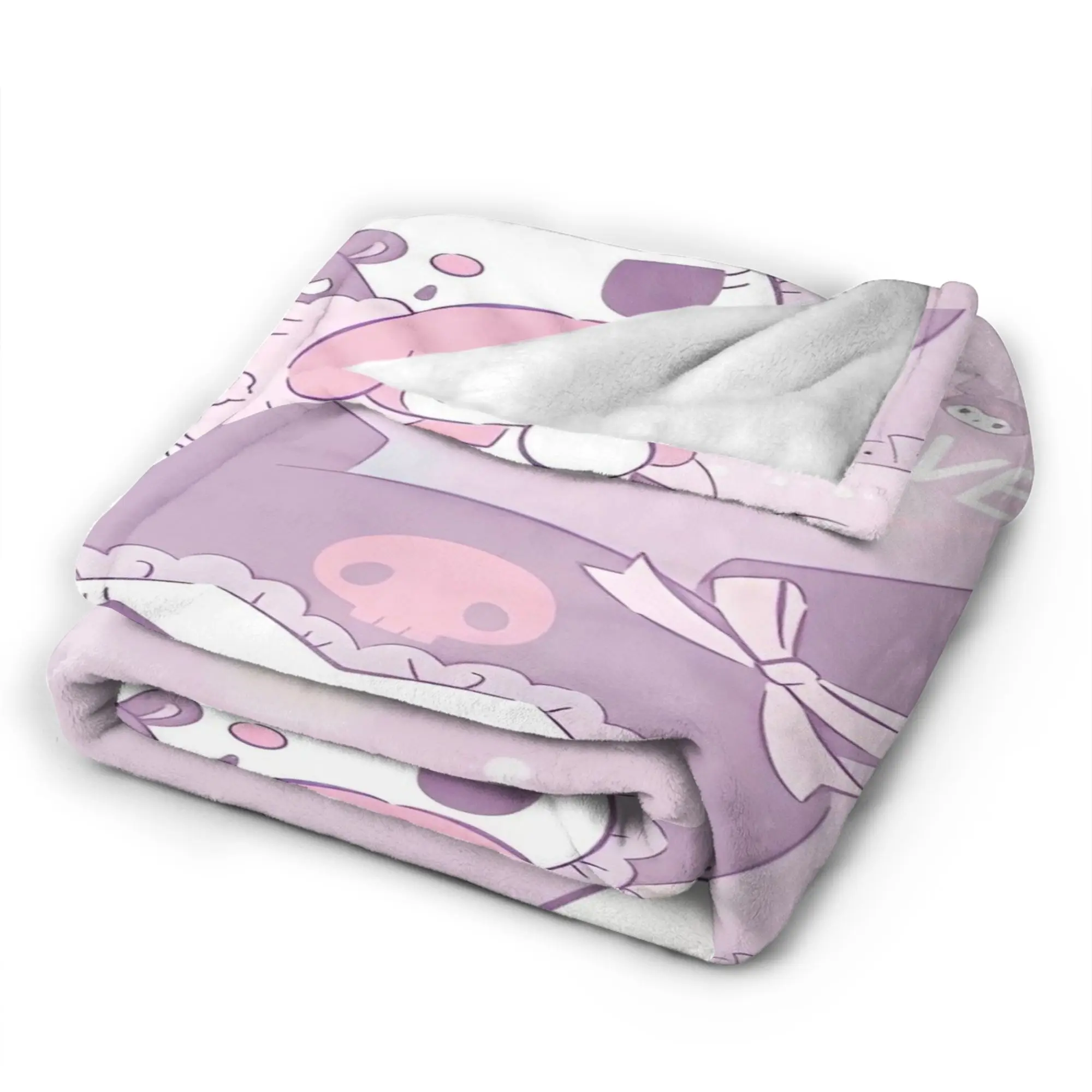 Kuromi Baku بلدي ميلودي بطانيات محبوكة الصوف الكرتون خفيفة الوزن رقيقة رمي البطانيات للسفر في الهواء الطلق غرفة نوم لحاف