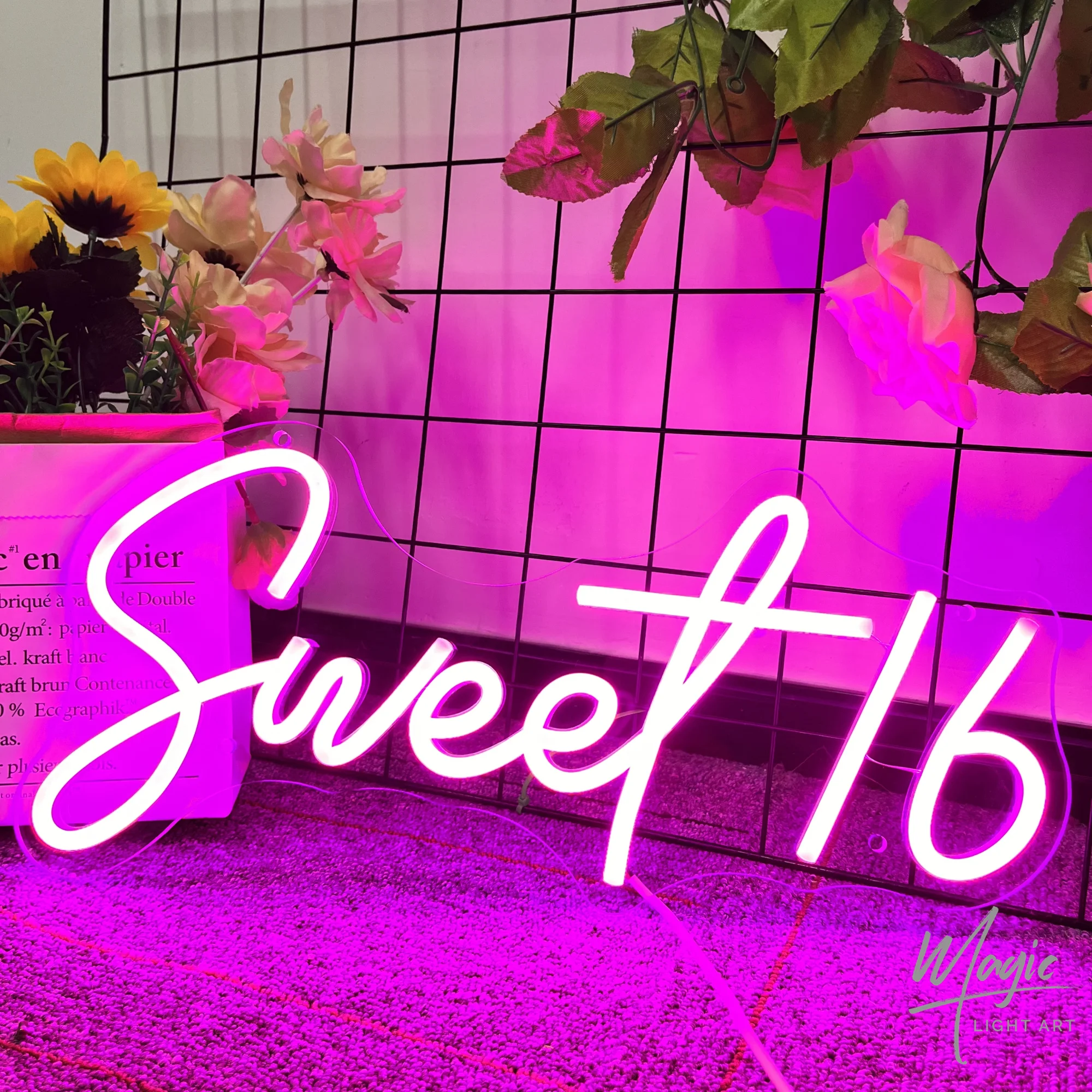 

Неоновая вывеска Sweet 16, светодиодная неоновая лампа, украшение для вечеринки в честь 16-го дня рождения, персонализированный неоновый подарок на 16 лет для мальчика или девочки