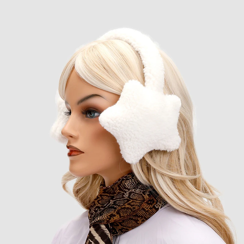 1pc novo inverno bonito estrelas macio pelúcia mais quente ao ar livre tipo fone de ouvido frio earmuffs capa de orelha bicicleta proteção de orelha fria presente da menina