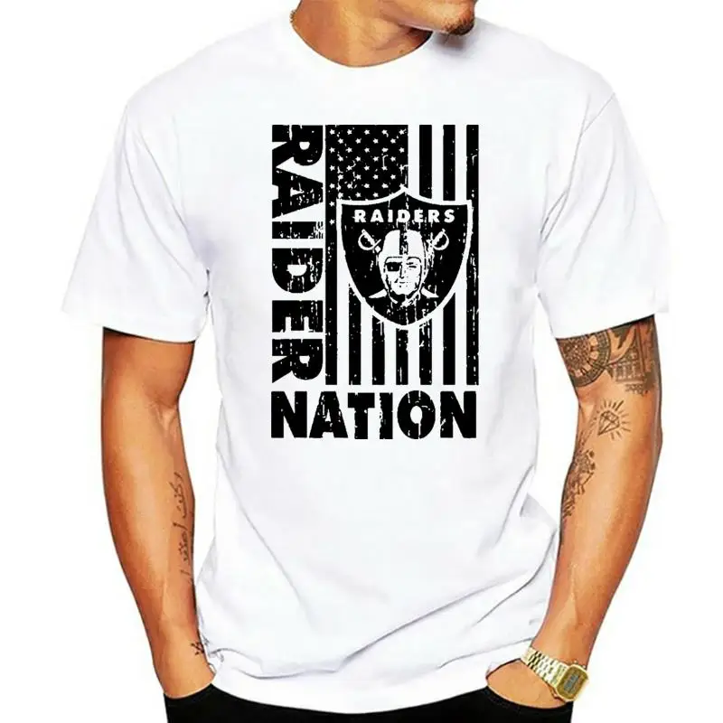 Новая модная футболка с короткими рукавами, мужская одежда, мужская футболка Raider Nation, серая Xxxl