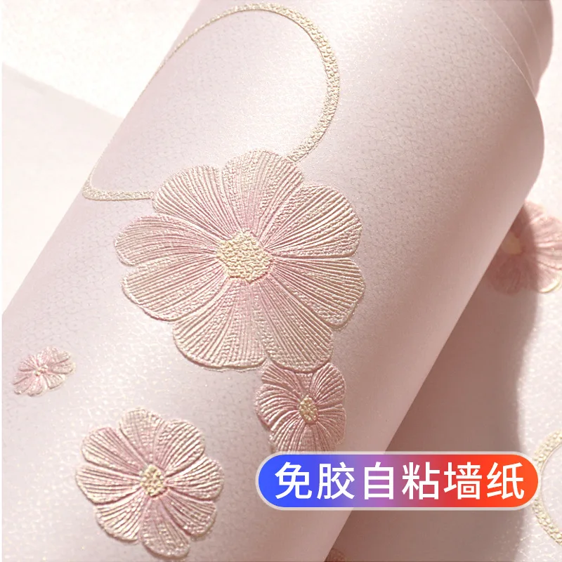 Self Adhesive Wallpaper for Home Use Living Room Bedroom Warm Cottage Style Small Flower Pink Wallpaper for Female College