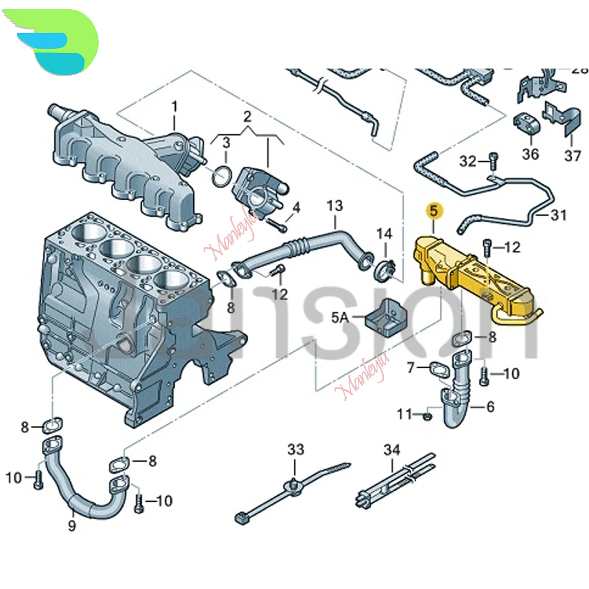 ZAWÓR EGR Z CHŁODNĄ DO Changan HUNTER 4X4 1.9 F70 X 10002590   X 191666