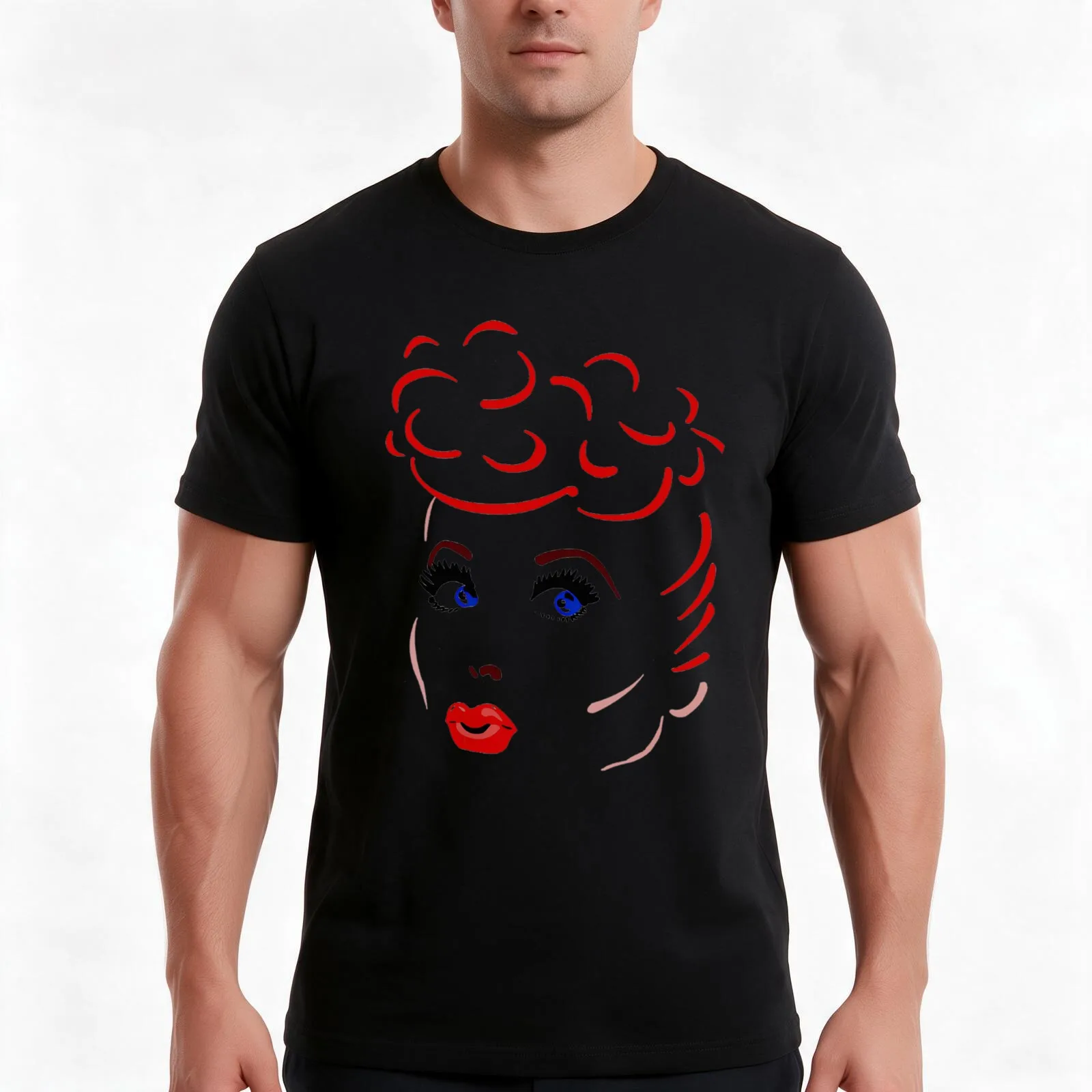lucy lines face brand a transparent T-Shirt Summer Casual Cotton Tee Oversized Streetwear Tops Vintage Graphic Print