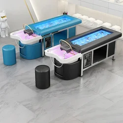 Chinese Spa Haarwas Shampoo Massage Bed Make-Up Professionele Backwash Units Salon Woonkamer Cama Abatible Lederen Styling