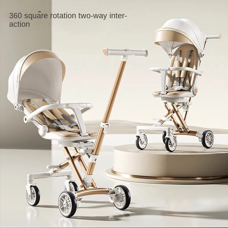 Lightweight Stroller can be folded to sit and lie down with a Key to Close the Car High Landscape Two-way Children's Stroller