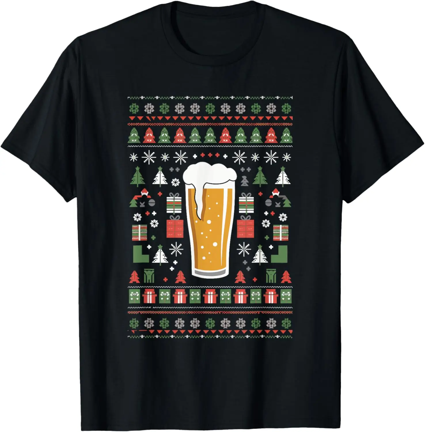 Beer Ugly Christmas T-Shirt Regular Short Sleeve Printed Tops Street Fashion Hipster Trending Comfortable Leisure Hot Sale Gift