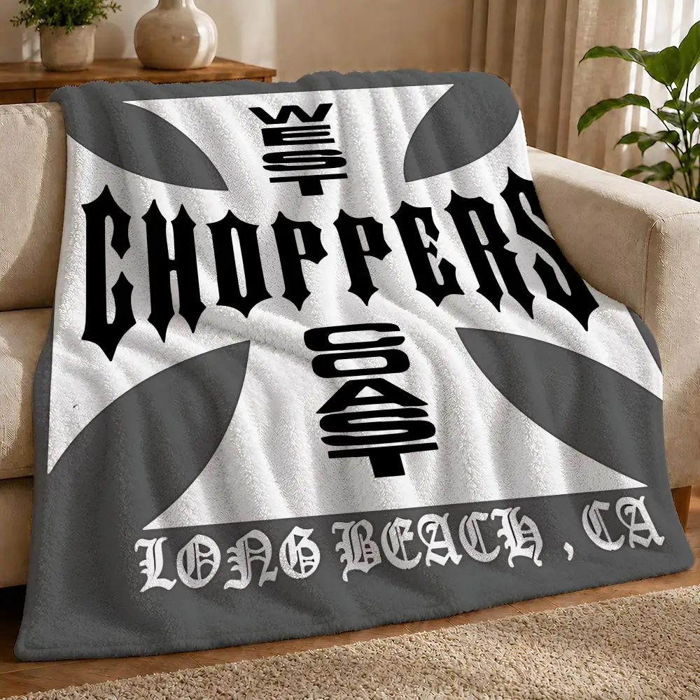 W-West Coast C-Choppers Throw 1pc Flannel Blanket Soft Lightweight Warm Cozy For Bedroom Sofa Bed