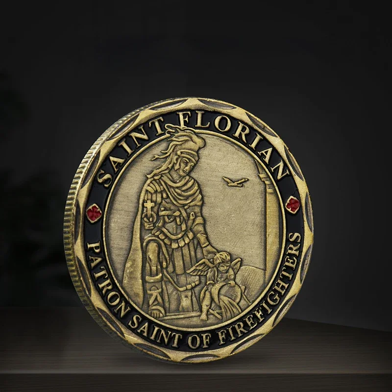 مجموعة عملات تذكارية لحارس الإطفاء ، سان فلوريان الأمريكية ، مطلي بالبرونز ، ذهب ، مجموعة