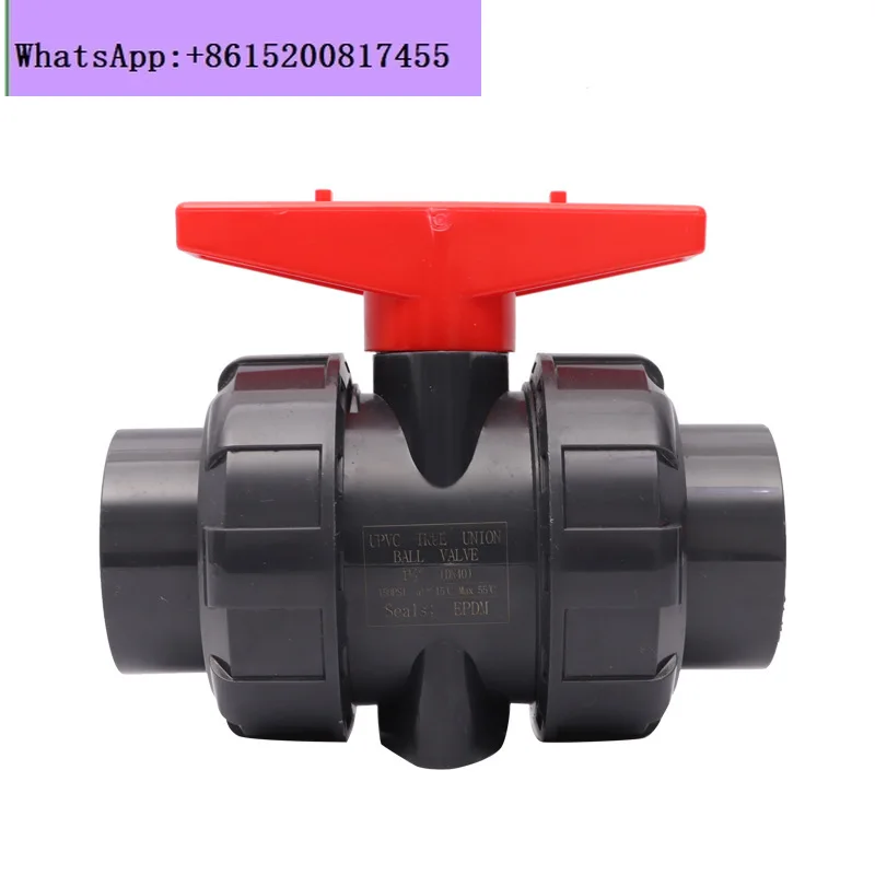 

UPVC dual ball valve industrial PN16 industrial grade PVC-U double union manual valve plastic oil valve switch