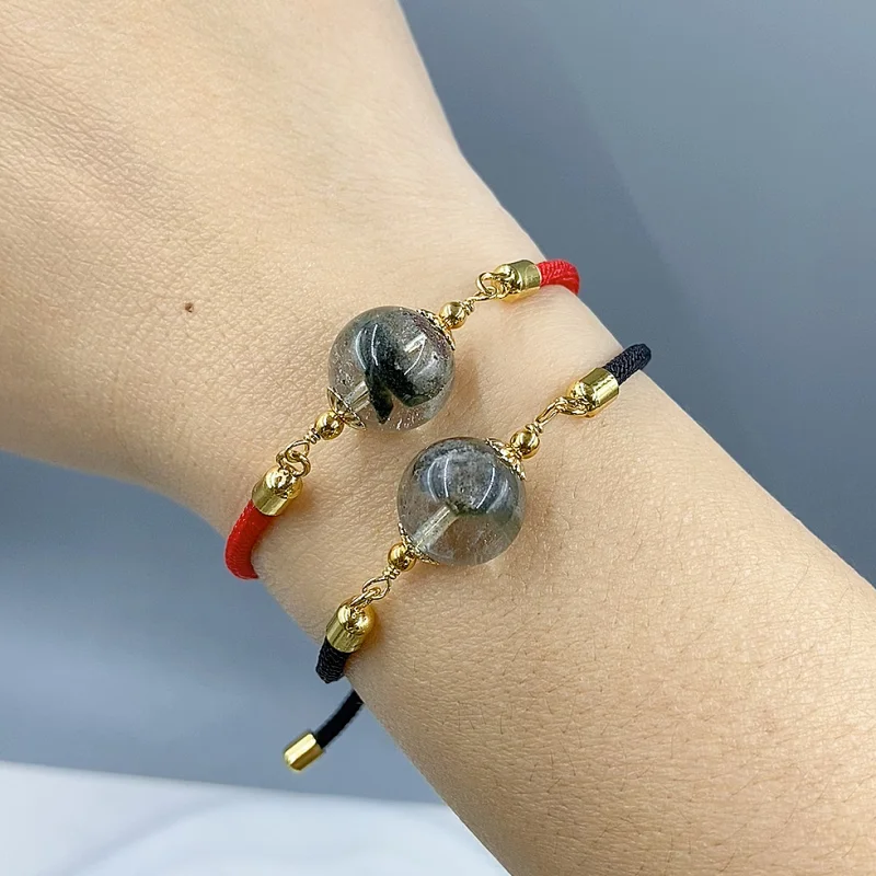 

Natural Green Phantom Quartz Bracelet:Adjustable Charm Bracelet