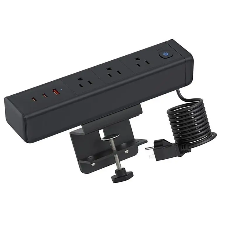 Y1UB MultiDevice Charging Hubs With 65W USB C Fast 3AC Outlets Clamp On Desk Mount proof Power Strips For Dorm Room