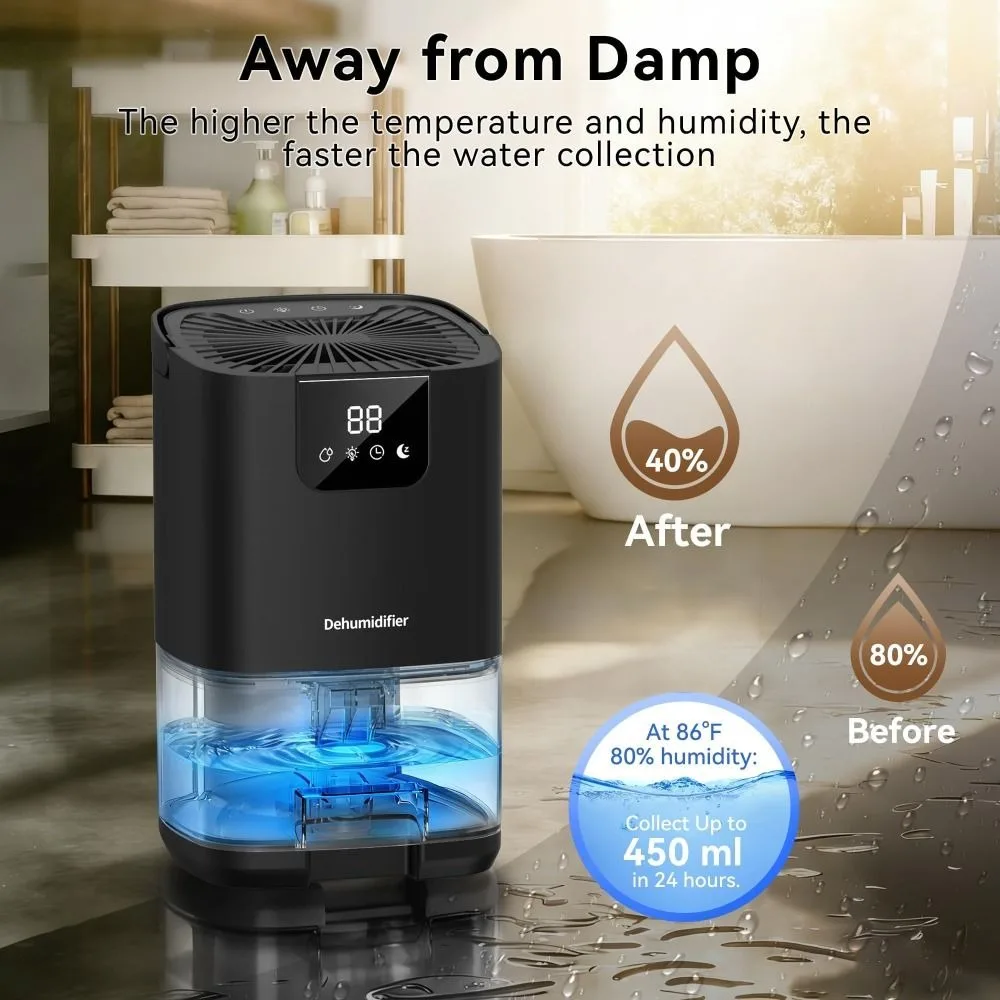 With Display Smart Negative Ion Dehumidifier Low Noise Energy-saving Timer Air Dryer Efficient 1000ml Moisture Absorber Toilet