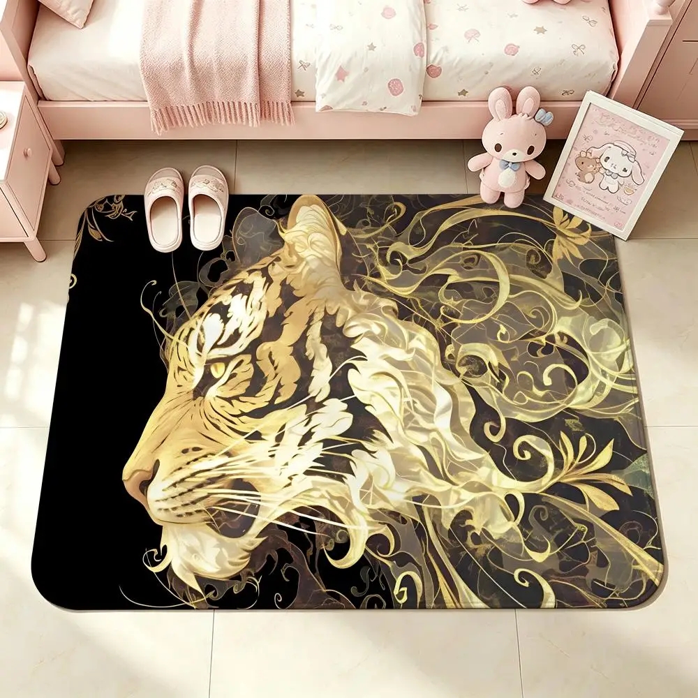 Tiger Floor Mat Bedroom Carpet, Bathroom Foot Mat, Doormat, Non-Slip Absorbent Multi-Use