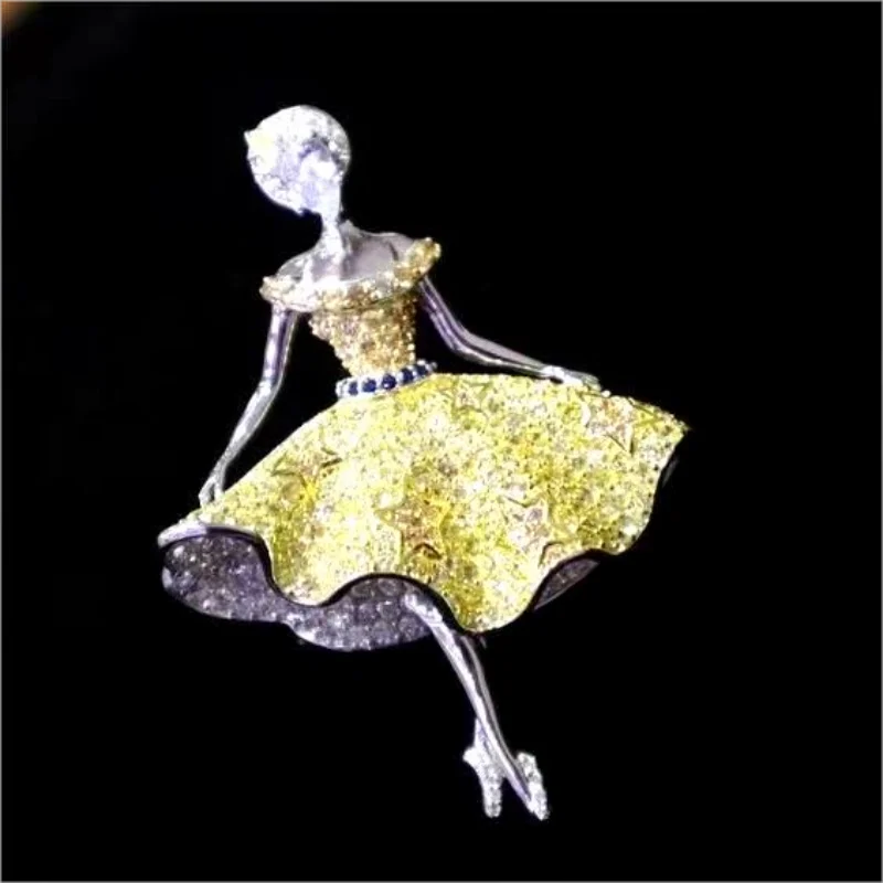 

ZOCA Hot Sale 925 Sterling Silver with High Quality Cubic Zirconia Dancing Girl Brooch Padant Dancer Best Friend Lover Gift