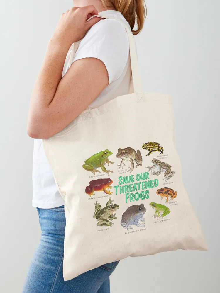 

Save Our Threatened Frogs Tote Bag Customizable tote bag Shopping bags bags for women Handbags women