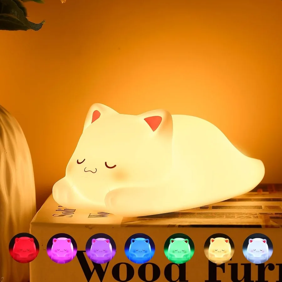

Night Light for Lamp16 Colors Cute Cat Lamp Dimmable Baby Night Lights for ry Toddler Silicone Rechargeable Nightlight for Room