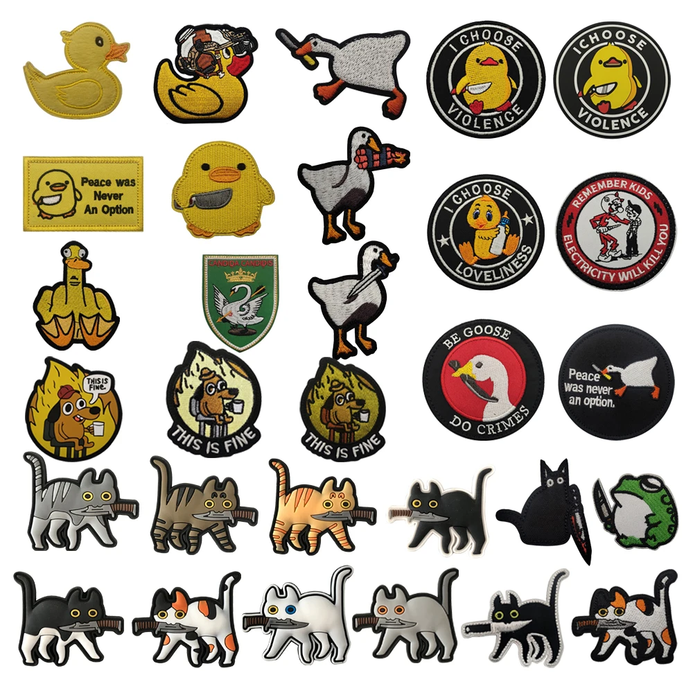 Hot Selling Dog Drinking Coffee This Is Fine Badge Tactical Duck, Kitchen Knife Duck, Kitten Etc Pack Accessories Backpack Patch