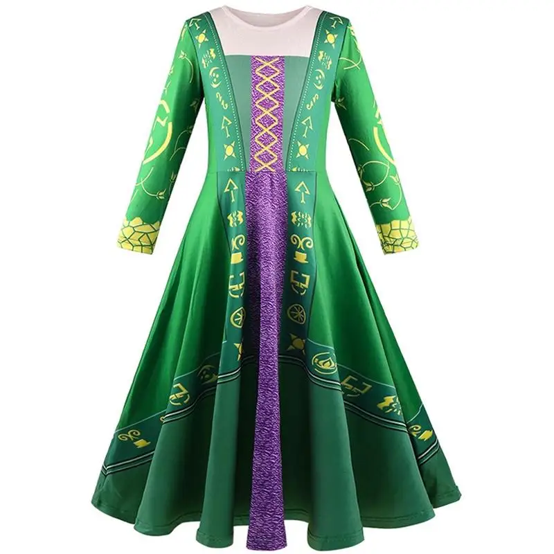 عيد الميلاد الأخضر فستان الأميرة مجموعات للأطفال مجنون الساحرة تأثيري هالوين فستان مُصمم حسب الطلب + عباءة + حقيبة 3 قطعة فساتين الحفلات الفتيات