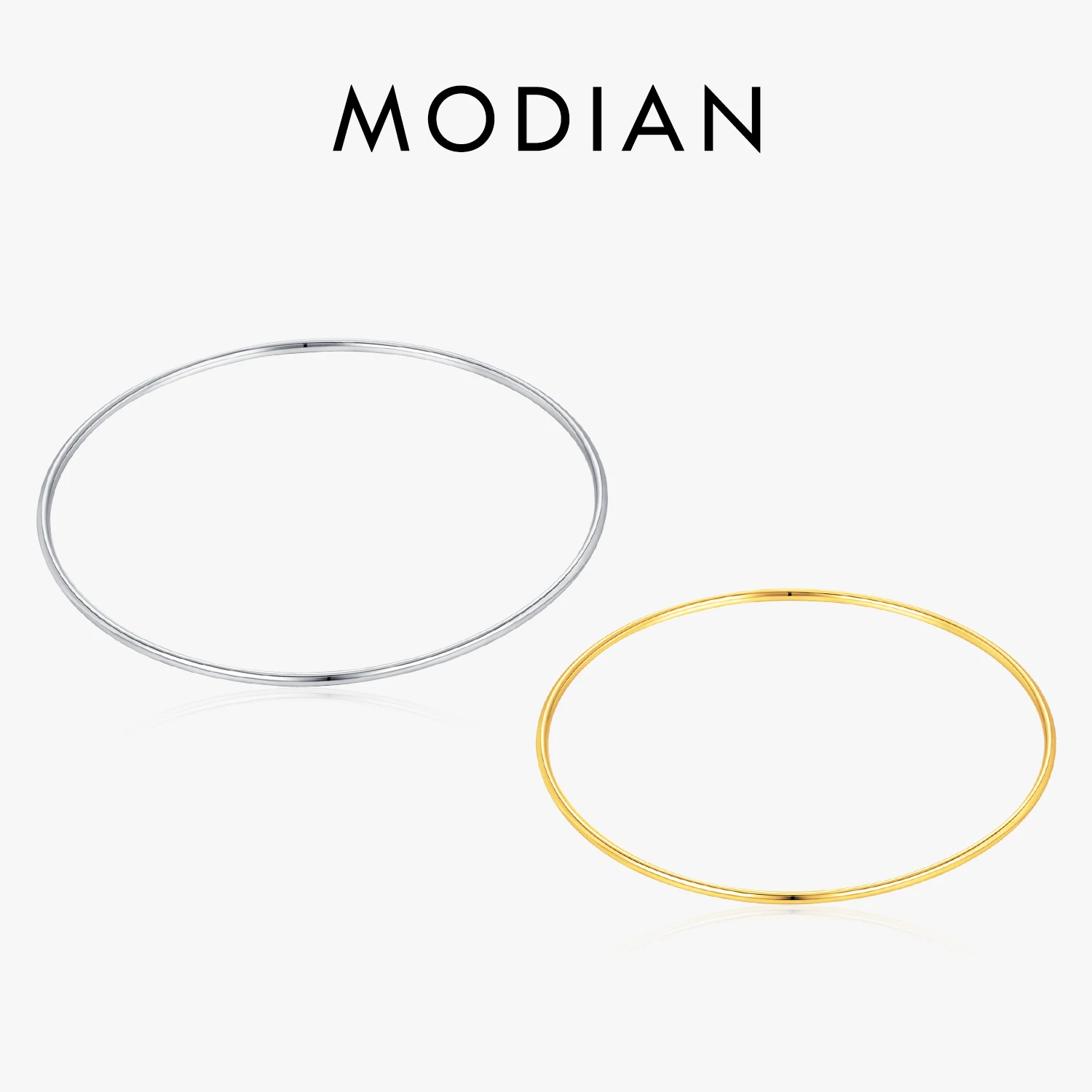 MODIAN Minimalistyczna bransoletka ze srebra próby 925, gładka, z możliwością układania w stosy, pozłacana platyną bransoletki dla kobiet Fine Jewelry