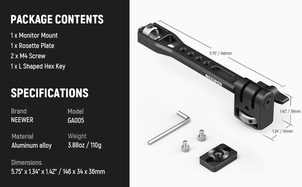NEEWER Verstellbare Feldmonitorhalterung 360° ° Rotierende Kameramonitorhalterung für DJI RS4 Pro RS3 RS2 RSC2 ZHIYUN Crane 2S Crane 3 3S – Detail 4