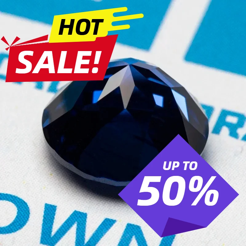 

q-High Quality Lab Grown Sapphire Round Cut Royal Blue Color Gems Charms Ring Necklace Main Materials Selectable Certificate
