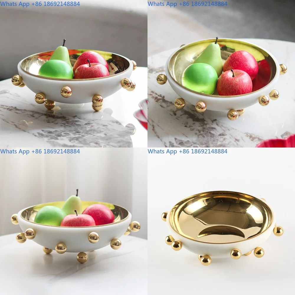 

Luxury Artistic Beaded Double Layer Round Fruit Bowl Decor for Hotel Model Rooms Homestay Hotel Club