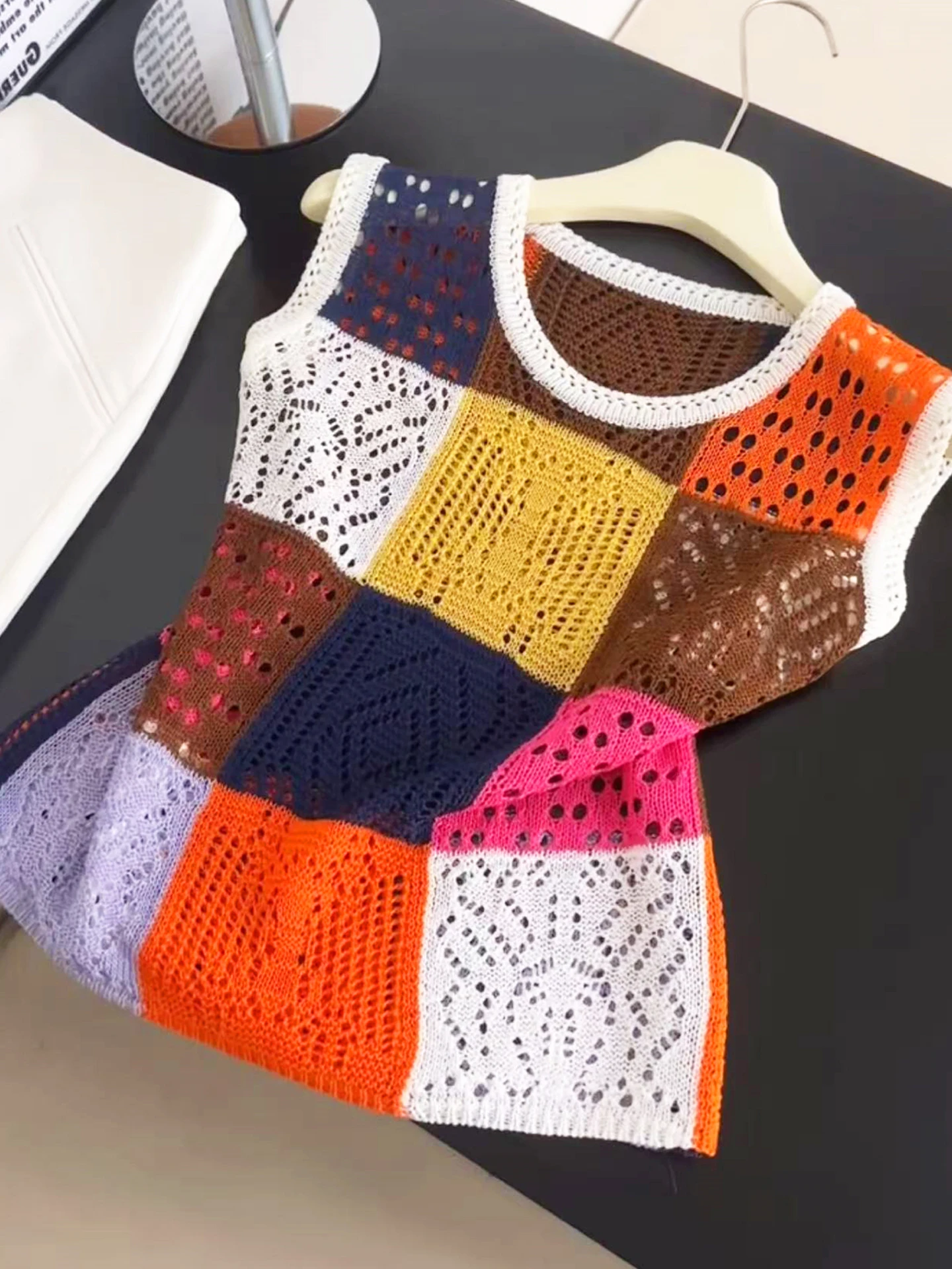 الرجعية كسول Sle الجوف خارج اللون Blo سترة Faionable الصيف Svel محبوك أعلى العلوي الكورية فضفاضة تناسب ملابس الأمومة #1