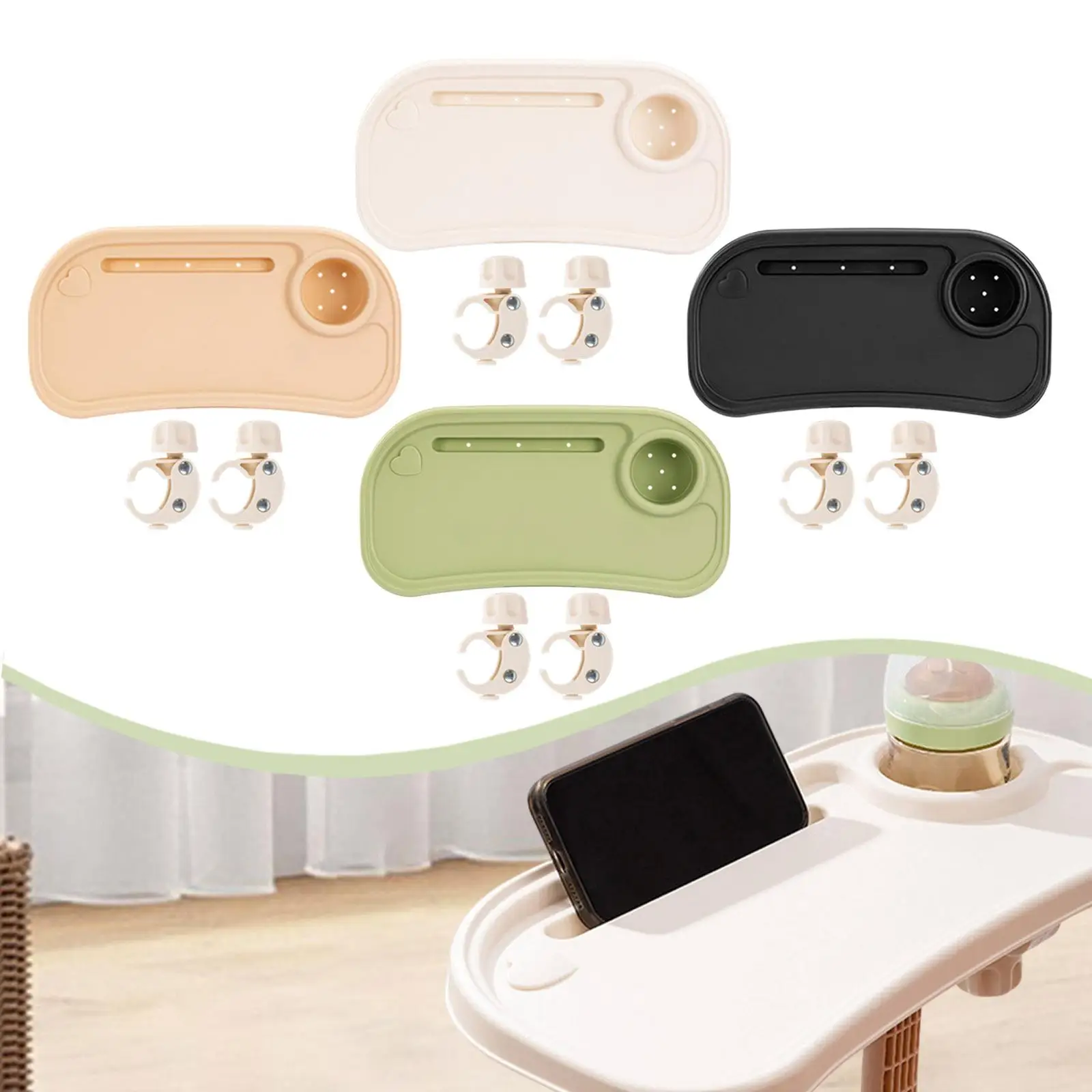 Universal Stroller Tray Attachment with Cup and Mobile Phone Holder Snack Table Organizer for Baby Walks - view 6