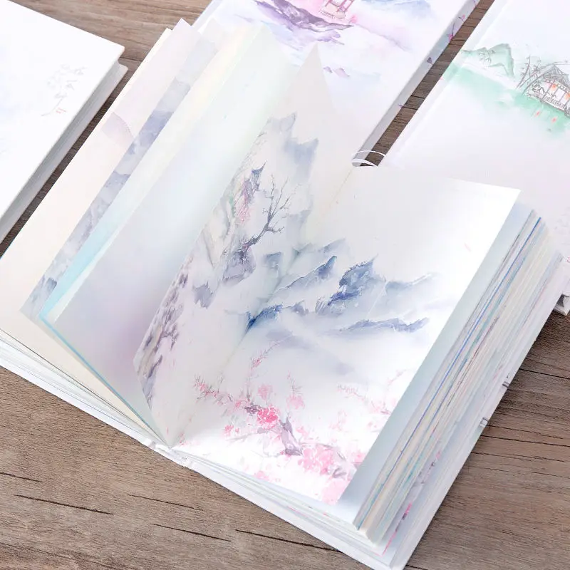 New A5 Ancient Style Hand Book Color Page Illustration Hand-painted Diary Book Art Retro Style Chinese Style Notebook